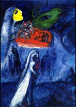 On Two Banks contemporary Marc Chagall Oil Paintings